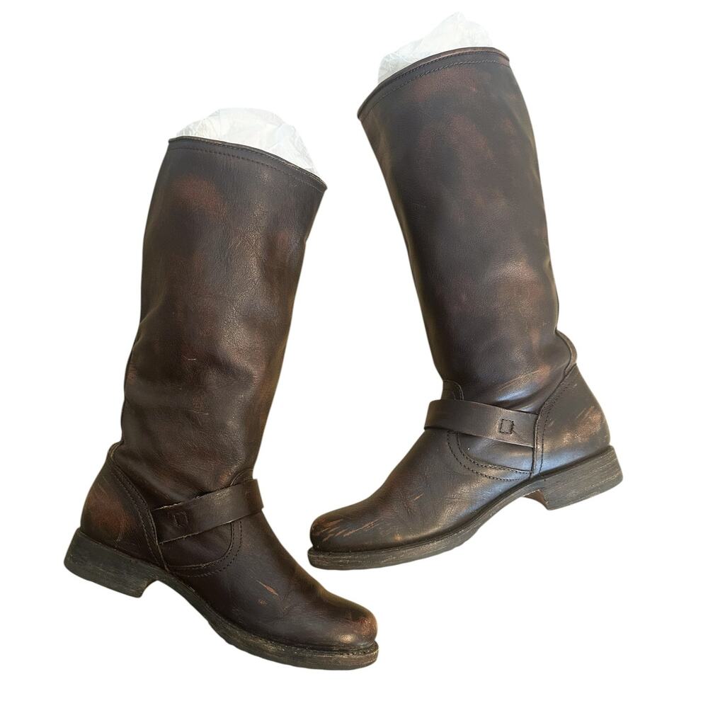 Frye Vintage Brown Leather Knee High Veronica Slouch Boot Size 7.5 - Picture 9 of 10